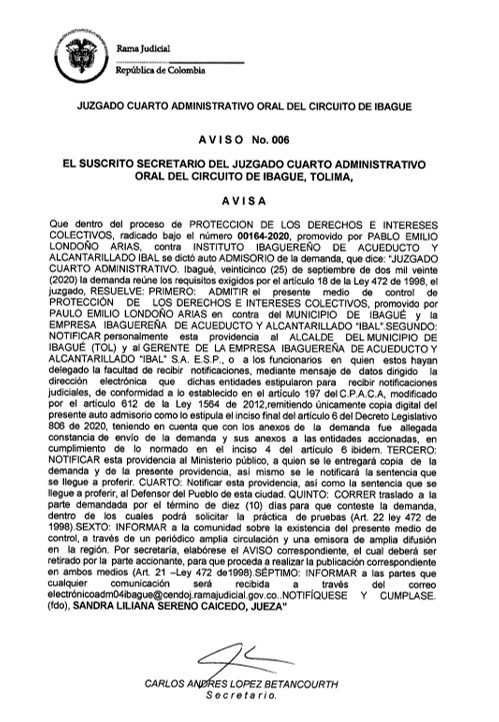 AVISO NÚMERO 006