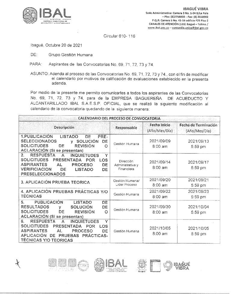 Convocatoria N. 69 de 2021