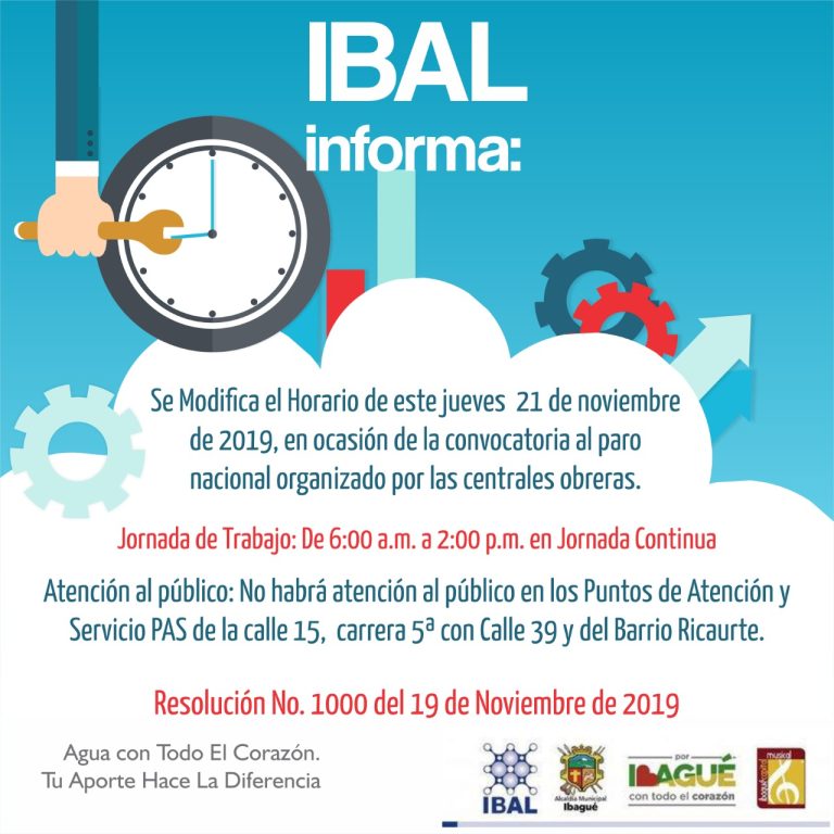 Se Modifica el Horario de este jueves 21 de noviembre en el IBAL