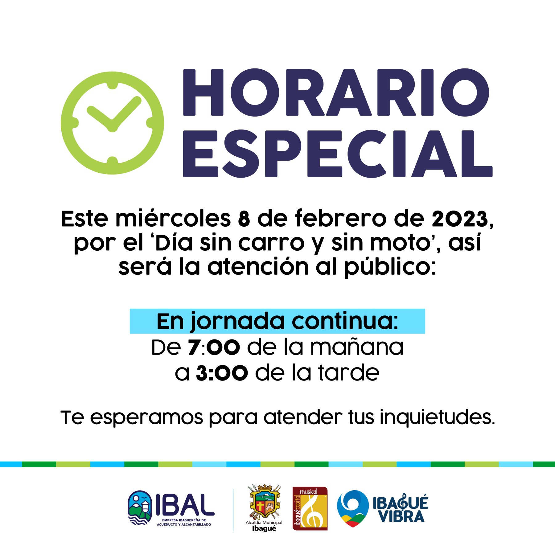 Horario especial sin carro y sin moto