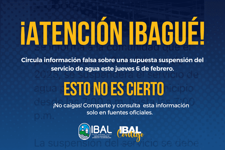 ¡Falso! No habrá suspensión de agua este 6 de febrero en Ibagué